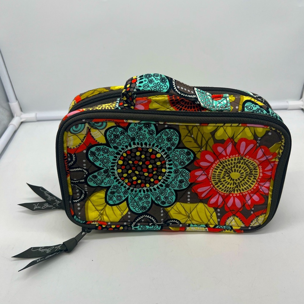 VERA BRADLEY Color Printed Argyle Diamond Double Compartment Cosmetic Case